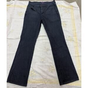 NYDJ Women’s Dark Wash Straight/Bootcut Studded Back Pocket Jeans Size 8 USA‑Mad